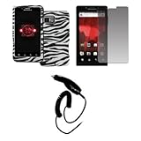 EMPIRE Verizon Motorola DROID Bionic Black and White Zebra Stripes Rubberiz ....