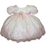 Baby Girl Easter Dresses - Pink Embroidery and Pearl Beads (6M - 4T)