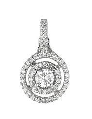 14K White Gold 0.48cttw Triple Circle Colletion Prong Set Round Diamond Pendant