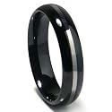 Black Tungsten Carbide 6mm Dome Two Tone Wedding Band Ring Size 7-14