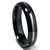Black Tungsten Carbide 6mm Dome Two Tone Wedding Band Ring Size 7-14