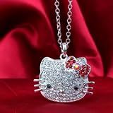 Hello Kitty Crystal Pendant Necklace 18+2 extended chain