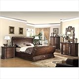Cannes Sleigh Bedroom Set in Dark Cherry Size: Queen