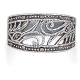 Sterling Silver Swirl Design Marcasite Ring