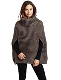 BCBGMAXAZRIA Women's Harvey Turtleneck Cape Sweater, Grey Dusk, One Size