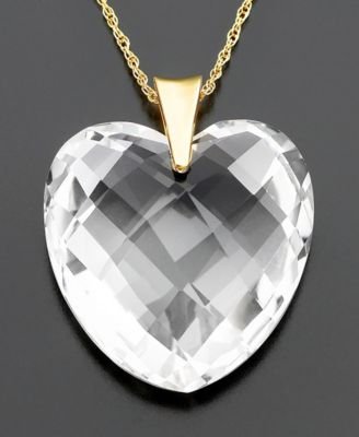 14k Gold White Quartz Heart Pendant (38 ct. t.w.)