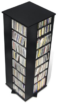 Prepac 4-Sided Spinning CD DVD Media Storage Tower in Black Prepac 4-Sided Spinning CD DVD Media Storage Tower in Black