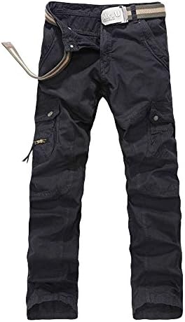 Chalmart Men's Fitted Casual Cotton Agency Long Cargo Military Pants Black 31