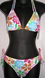 Juniors Bikini Swimsuit Triangle Top with Tie Side Bottom in Prints