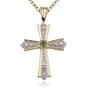 18k Yellow Gold Plated Sterling Silver Emerald and Diamond Accent CroSterling Silver Pendant, 18"