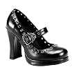 4 Inch Sexy Shoes Chunky Heel Mary Jane Pump Shoes Gothic Style Eyelets Skull