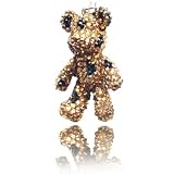 Swarovski Crystal Bear Gold/Black Cell Phone Charm + Free LiveMyLife Wristband