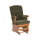 Cushion Arm Post-Back Glider- Deep Green/ Light Oak