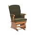 Cushion Arm Post-Back Glider- Deep Green/ Light Oak