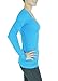 Cordiu Plain Round Scoop Neck Long Sleeve Stretch Solid Top T Shirt S M L 10286 (Medium, Blue)