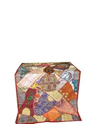 Multi Orange Vintage Beaded India Sari Wall Tapestry Hanging Throw Final Sale