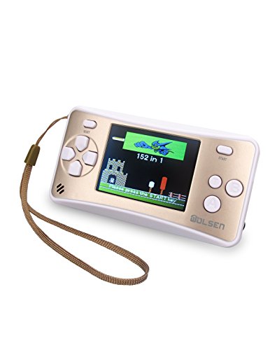 WOLSEN@ 2.5" LCD Portable Handheld Arcade Game Console Speaker (Gold + White) (3 X AAA) 152 in 1 Games