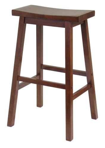 Winsome Saddle Seat 29-Inch Bar Stool, Walnut
