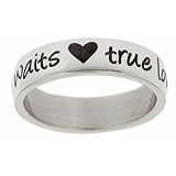 True Love Waits and Hearts Stainless Steel Purity Ring