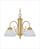 3 Light Chandelier - Polished Brass Finish : White Marble Glass