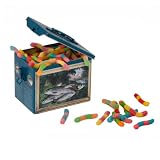 Chocolate Novelty Vintage Collector Currier & Ives Fishing Tin. Sweet and Sour Gummi Worms in Collector Tins. Perfect for Gift Giving. Makes the Perfect Gift for the Sportsman or Sportswomen in Your Life.