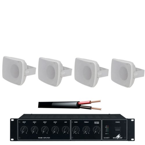 100V Outdoor Speaker System , Amp & 100m PA Cable 