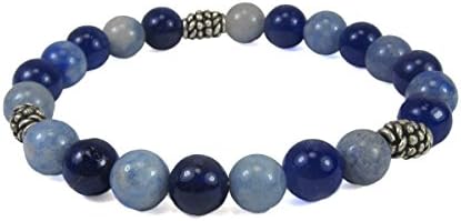 Blue Aventurine and Blue Jade Gemstone Stretch Bracelet, 8mm