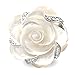 JanKuo Jewelry Carved Mother of Pearl Flower with CZ Cocktail Ring with Gift Box.