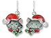 Clearly Charming Santa Kitty Silver and Enamel Earrings
