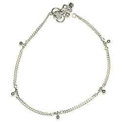 Sterling Silver Anklet Pair Foot Jewelry 10.5 inches (sanklt027a)