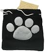 Paw Print Small Velvet Gift Bag - Black w/ White Paw