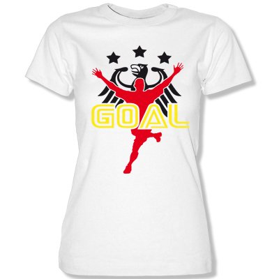 DEUTSCHLAND MOTIV 8 Damen T-Shirt Weiss / Schwarz-Rot-Gelb Gr. XS