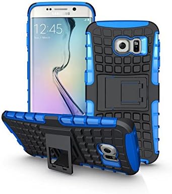 Godigi 2015 New Design Heavy Duty Rugged Dual Layer Slim Fit Cover Cover Case with Kickstand Drop-proof for Samsung Galaxy s6 Edge Case with Beautiful Packaging Blue