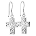 Sterling Silver 925 Cut Out Cross Dangle Earrings title=