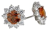 18k White Gold Spessartite and Diamond Cluster Earrings (5.81 cttw spessarites and 2.71 cttw, E-F Color, VS2 Clarity diamonds)