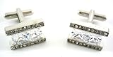 Stacy Adams Silver Rectangle Large CZ Cufflinks