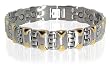 Mens 2 Tone Stainless Steel Magnetic Golf Bracelet 8 "