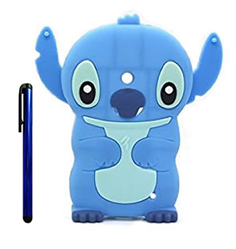 Lumia 635 Case, Lumia 630 Case, Cute Cartoon 3d Lilo Stitch Movable Ear Flip Soft Silicione Case Cover for Nokia Lumia 635 630 (Blue)
