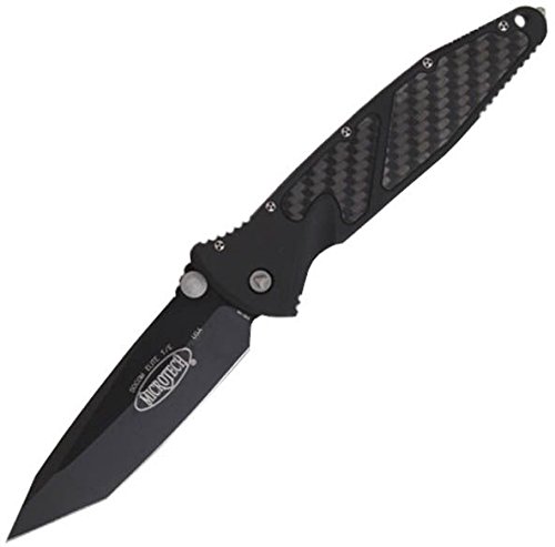Microtech SOCOM Elite TE Folding Knife, Black Handle, Black Plain 161-1