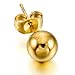 MOWOM Gold Tone 3~8mm 12PCS Stainless Steel Stud Earrings Ball Round Set (6 Pairs)