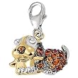 14K Two-Tone Gold Orange Sapphire Dog Charm