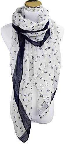 PANZ Navy Anchor Scarf (White)