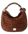 Authentic Jimmy Choo Day Medium Zebra Printed Suede Hobo Handbag Cognac Brown