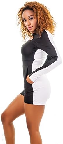 Priceabate Women's Distinctive Black and White Fashion Club Party Jumpsuit (Large)