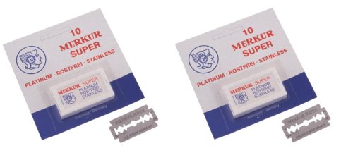 2 Pack of Merkur Double Edge Safety Razor Blades - 2 Packs of 10 Blades