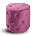 Curves Tufted Round Ottoman, Pink