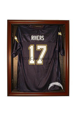 San Diego Chargers Football Jersey Display Case with Removable Face and Black Finish Frame