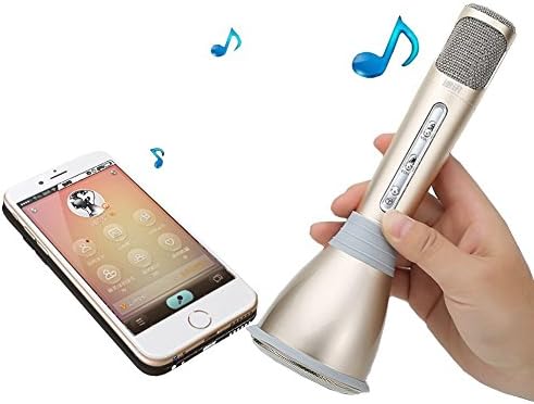 Karaoke Player with Microphone, Aierly Mini Karaoke Player Wireless Condenser Microphone with Mic Speaker KTV Singing Record for Smart Phones Computer Gloden (Gold)