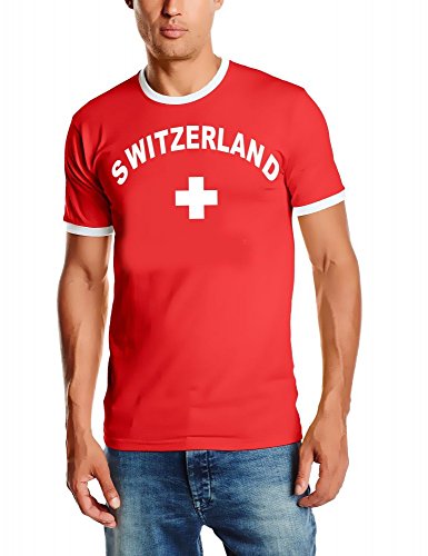 EM 2016 Switzerland Fußball T-SHIRT TRIKOT mit Deinem NAMEN + NUMMER ! HERI Ringer Rot Gr.L