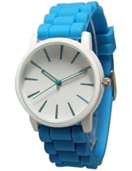 New Geneva Light Blue w/ White Silicone Watch